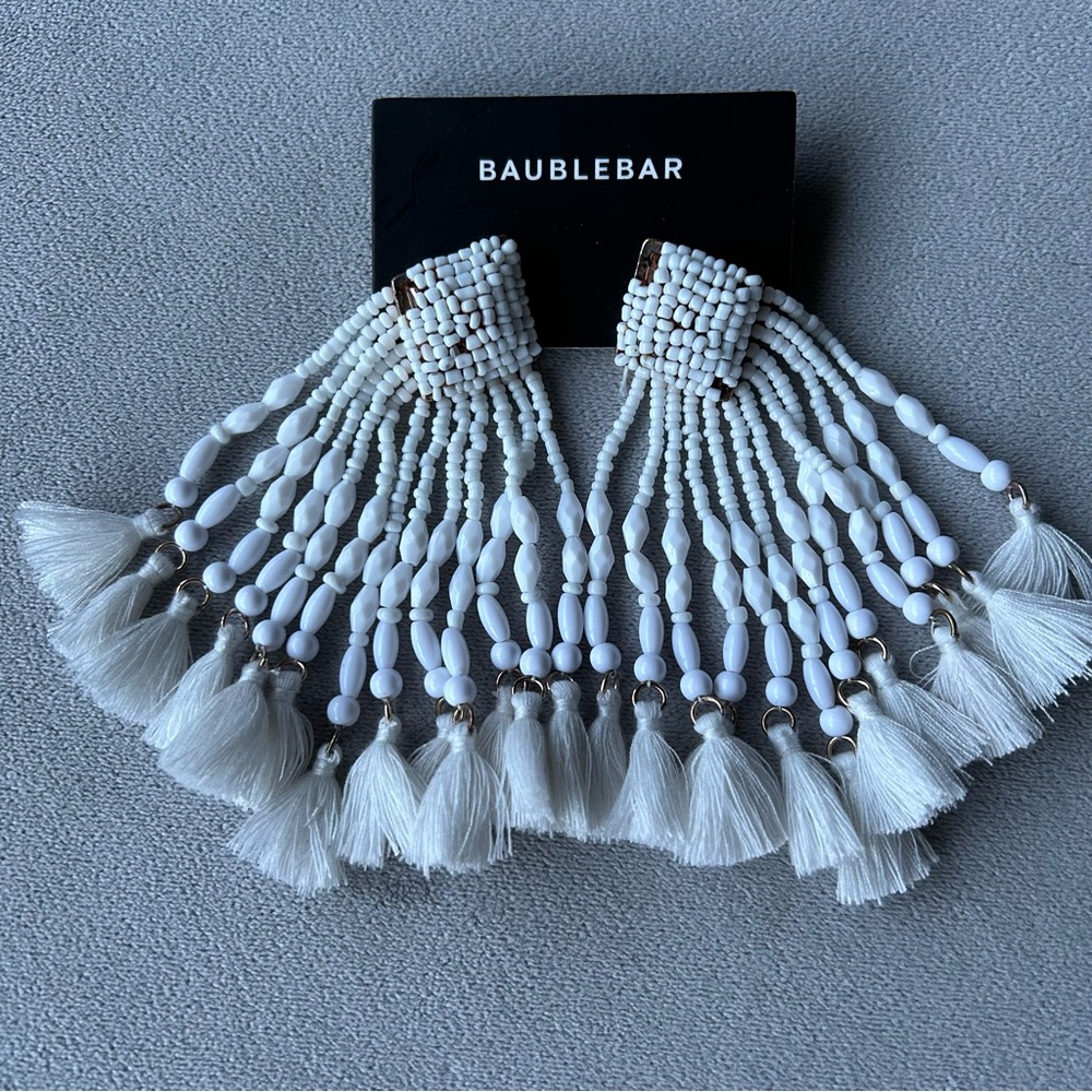 Baublebar ~ Rosa Fringed Drop Earrings ~ White